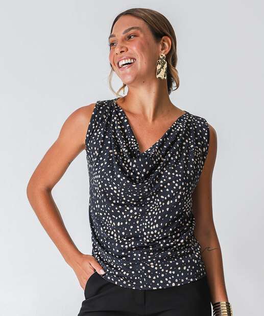 Image_Blusa Feminina Degagê Estampa Poá Marisa Preto