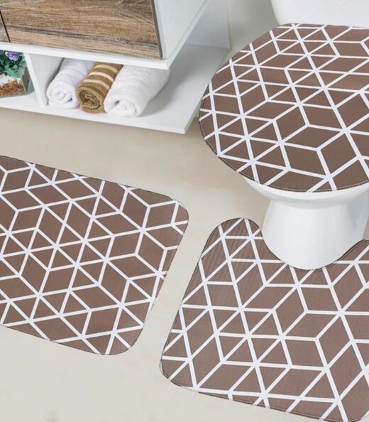 Image_Jogo De Banheiro Estampado Tapetes Junior Marrom