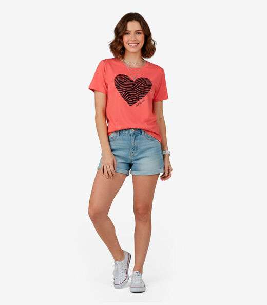 Image_Blusa Feminina Manga Curta Infinita Cor Laranja