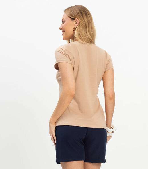 Blusa Feminina Cotton Leve Básica Rovitex Bege
