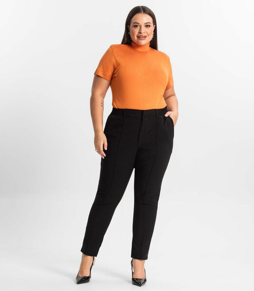 Blusa Gola Alta Feminina Plus Size Secret Glam Laranja