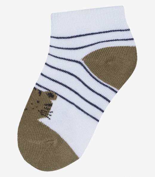 Kit 3 Pares De Meia Cano Curto Infantil Trick Nick Bege