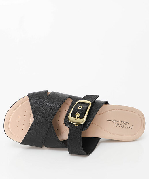 Rasteirinha Feminina Conforto Fivela Modare Preto