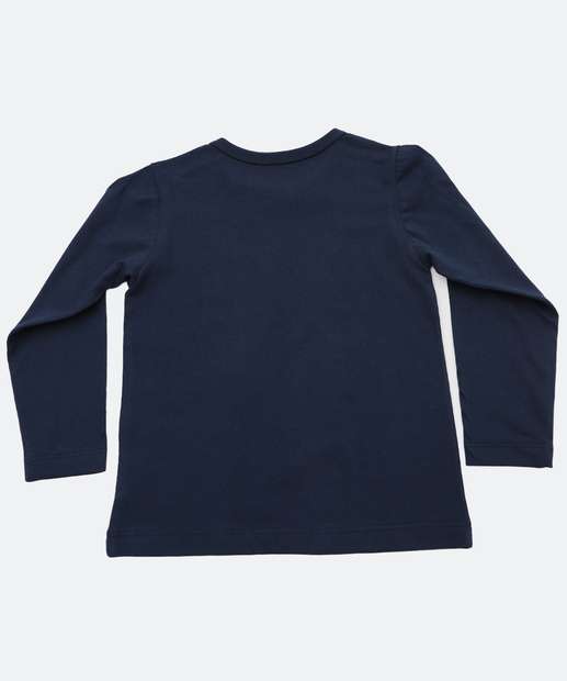 Camiseta Infantil Animais Manga Longa Marisa Tam 1 a 3 Azul