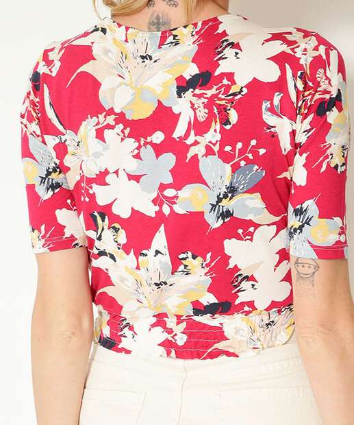 Blusa Cropped Feminina Floral Lastex Marisa