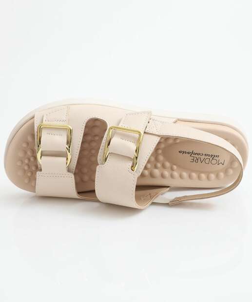 Sandália Flatform Feminina Fivela Modare Bege