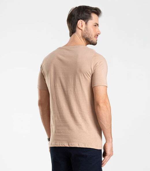 Camiseta Masculina Meia Malha Diametro Marrom