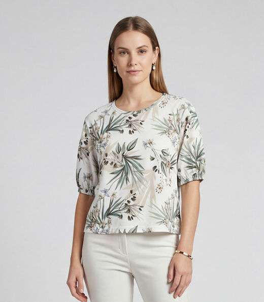 Image_Blusa Feminina Manga Com Volume Punho Infinita Cor Bege