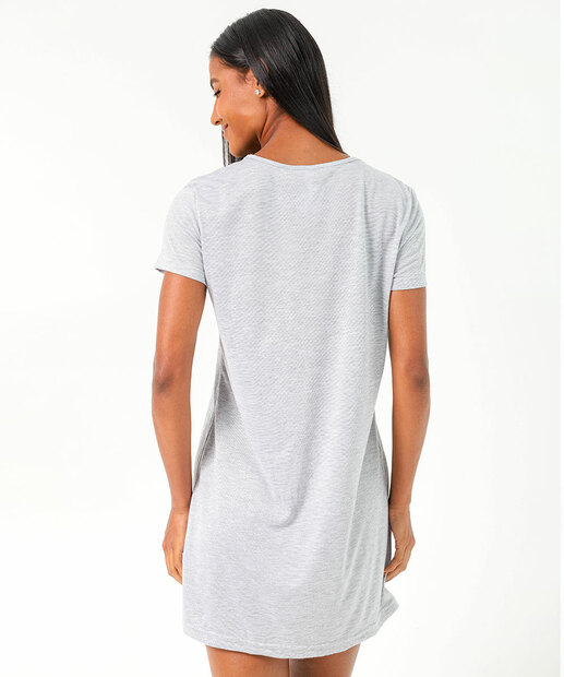 Camisola Estampa Coração Manga Curta Marisa Cinza