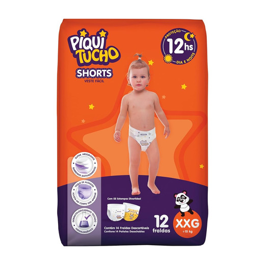 Image_Kit 2 Fraldas Shorts Piquitucho Jumbinho (XXg) c/12 Unidades cada