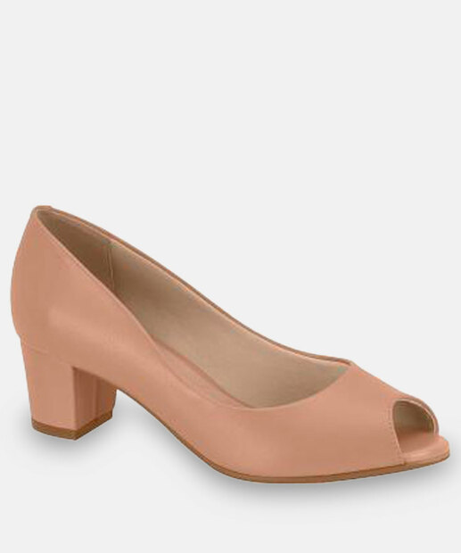 Image_Sapato Feminino Peep Toe Salto Quadrado Beira Rio Bege