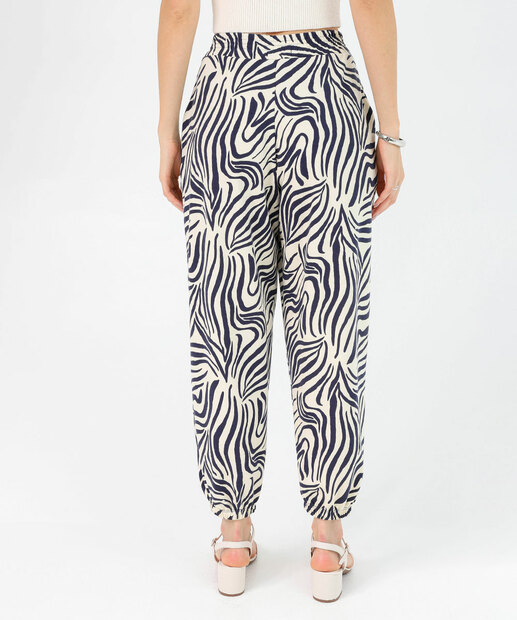 Calça Jogger Feminina Moletinho Estampada Amarração Marisa Bege