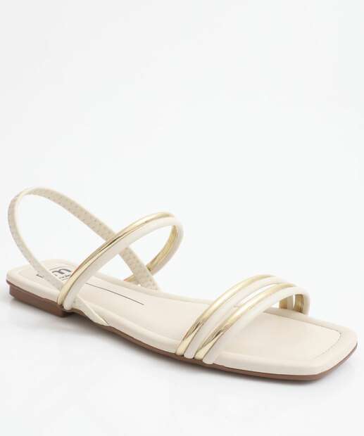 Image_Sandália Feminina Rasteira Metalizada Moleca Dourado