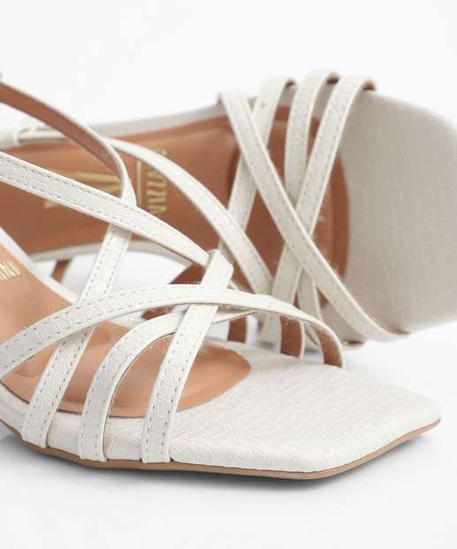 Sandália Feminina Tiras Textura Salto Fino Vizzano