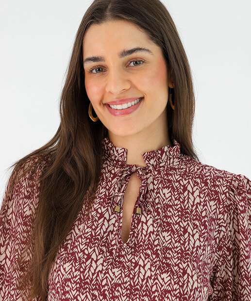 Blusa Feminina Estampada Manga Longa Marisa Bege