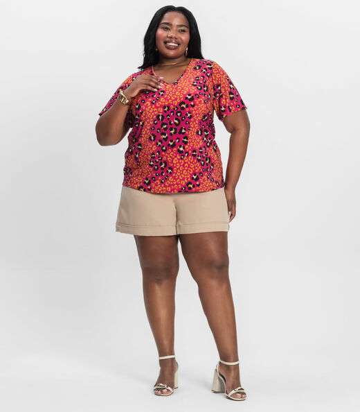 Blusa Feminina Plus Size Infinita Cor Rosa