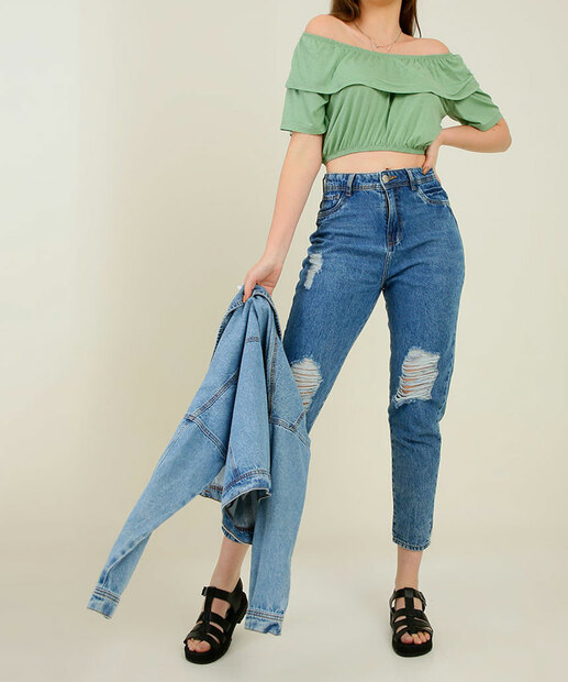 Blusa Cropped Ciganinha Feminina Babado Manga Curta