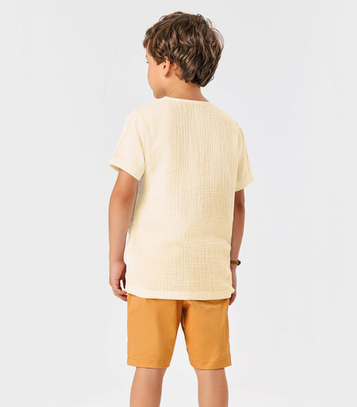 Conjunto Infantil Camisa Com Bermuda Trick Nick Bege