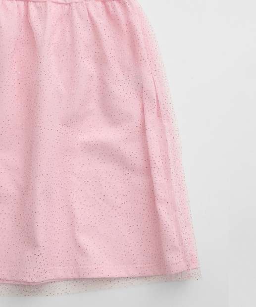 Vestido Infantil Flor Tule Babado Marisa Tam 1 a 3 Rosa