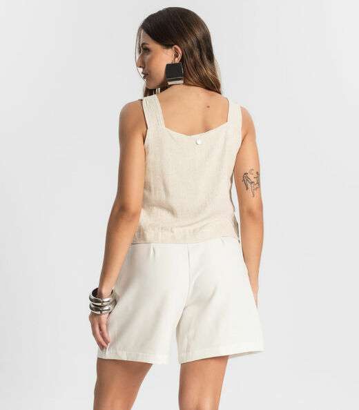 Regata Feminina Em Linho Endless Bege