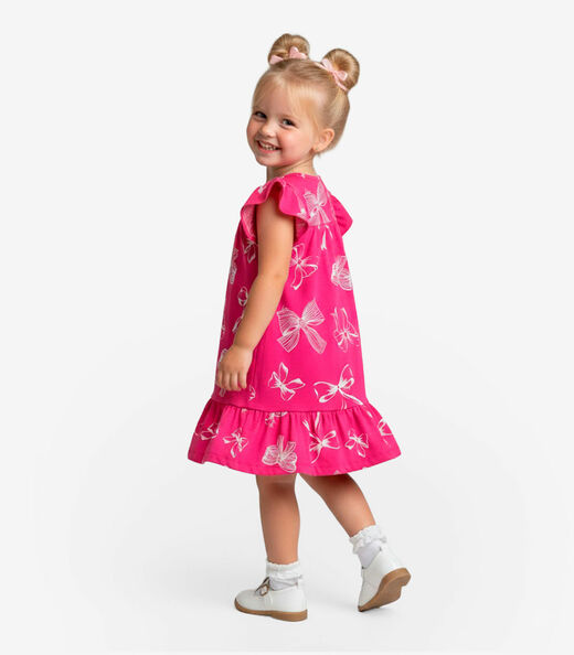 Vestido Infantil Com Manga Godê Select Rosa