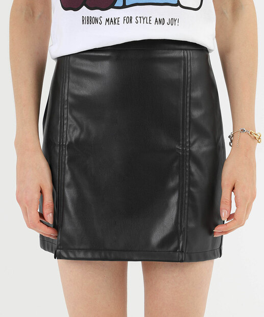 Mini Saia Feminina Fendas Marisa Preto