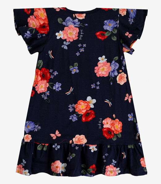 Vestido Infantil Com Manga Godê Select Azul