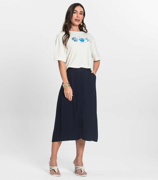 T- Shirt Feminina Manga Curta Endless Bege