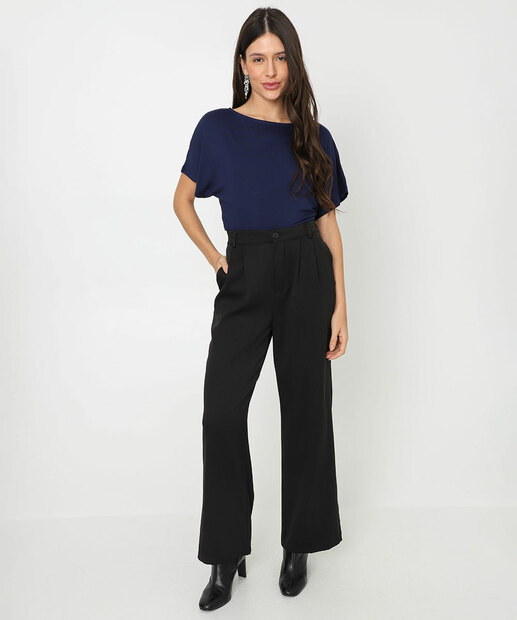 Blusa Feminina Manga Morcego Marisa Azul