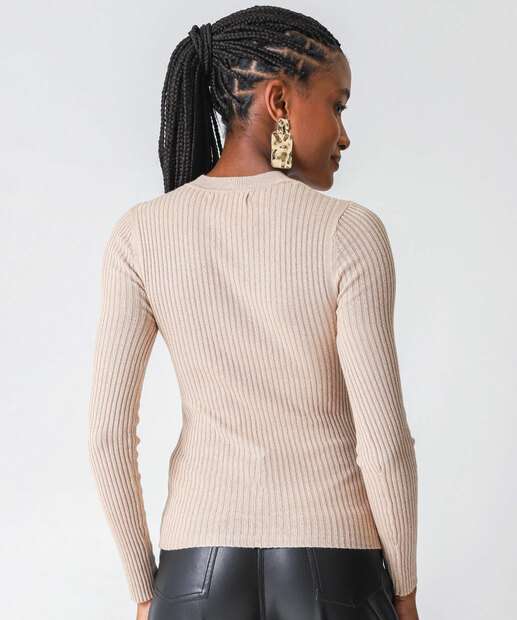 Suéter Feminino Canelado Marisa Bege