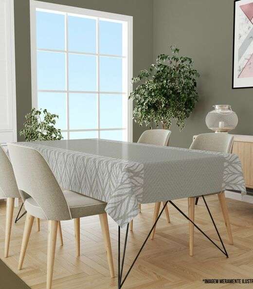 Image_Toalha De Mesa Retangular 6 Lugares Wevans Cinza