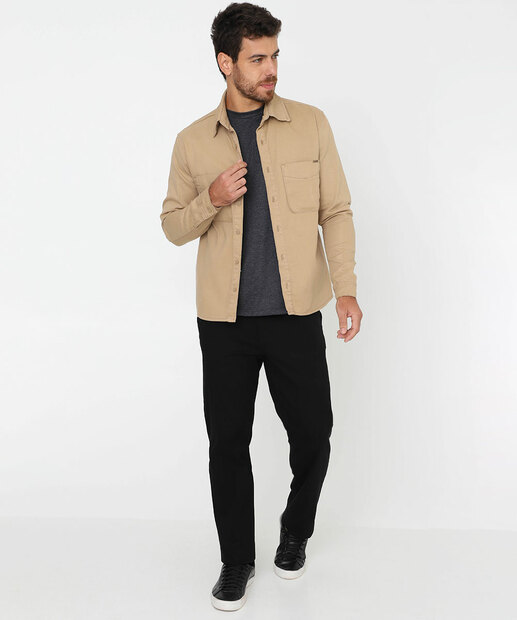 Camisa Masculina Manga Longa Marisa Bege