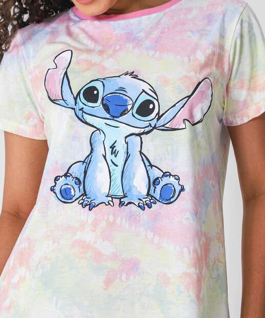 Camisola Estampa Stitch Manga Curta Off White