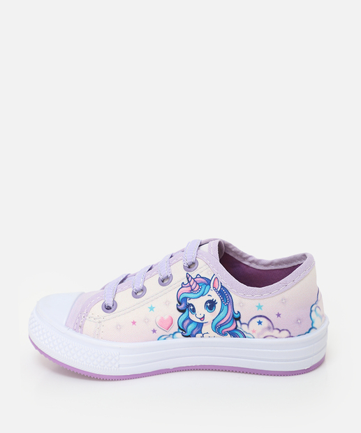 Tênis Infantil Casual Estampa Únicornio Lilás