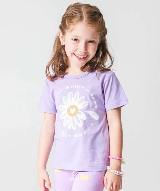 Image_Camiseta Infantil Estampa Flores Marisa Tam 4 a 10 Lilás