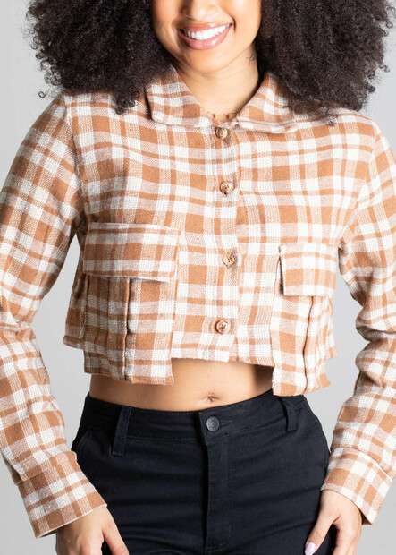 Blazer Xadrez Cropped Sawary - 277976