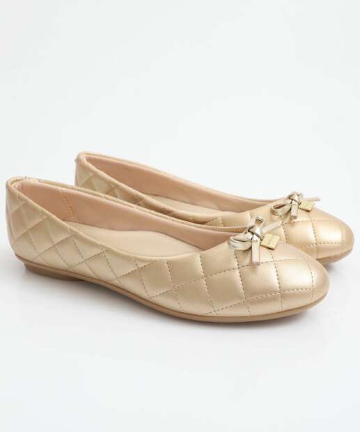 Sapatilha Feminina Bico Redondo Moleca Dourado