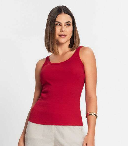 Regata Feminina Em Ribana Rovitex Vermelho