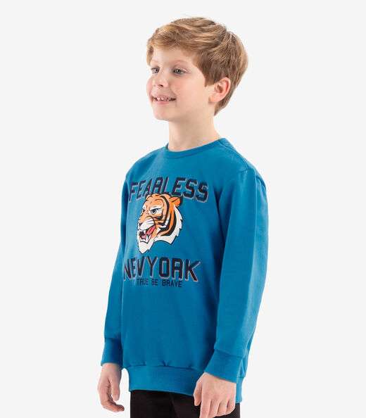 Blusão Infantil Em Moletom Rovi Kids Azul