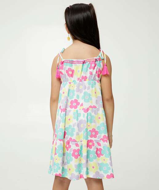 Vestido Infantil Alças Finas Flores Marisa Tam 4 a 10