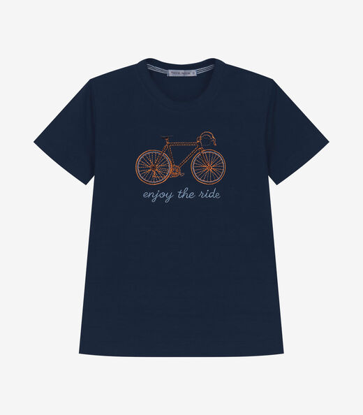Camiseta Infantil Meia Malha Estampa Trick Nick Azul