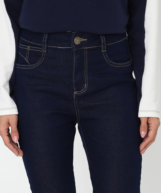 Calça Jeans Skinny Feminina Cintura Média Sawary Azul