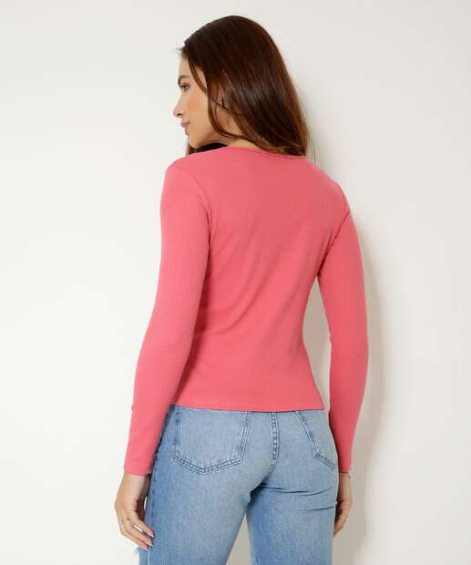 Blusa Feminina Canelada Manga Longa Marisa