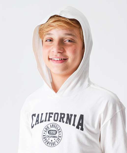 Camiseta Juvenil Manga Curta Capuz MR Tam 10 a 16