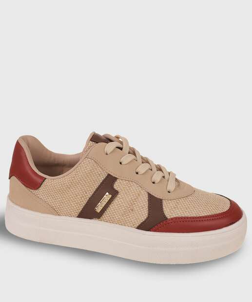 Image_Tênis Casual Feminino Recorte Bebecê Bege