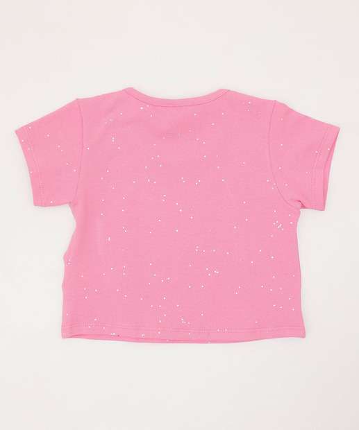 Blusa Infantil Cropped Glitter Manga Curta Tam 4 a 10