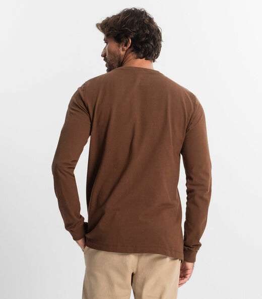 Camiseta Masculina Manga Longa Diametro Marrom