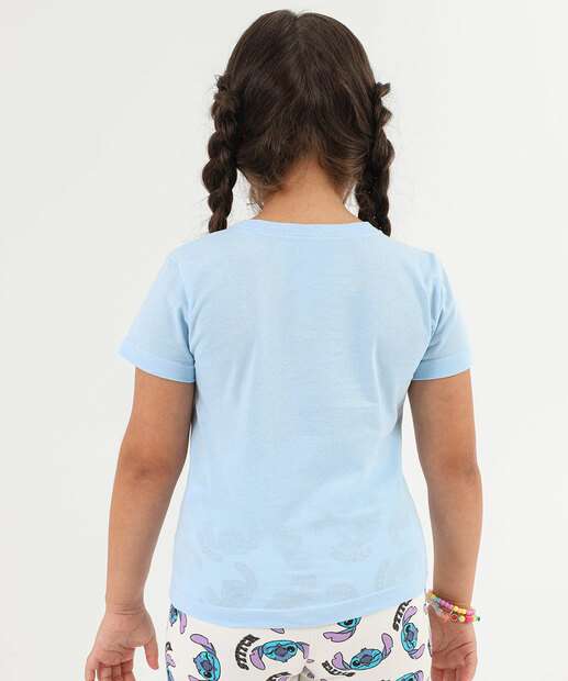 Blusa Infantil Stitch Bolsinha Tam 4 a 10 Azul