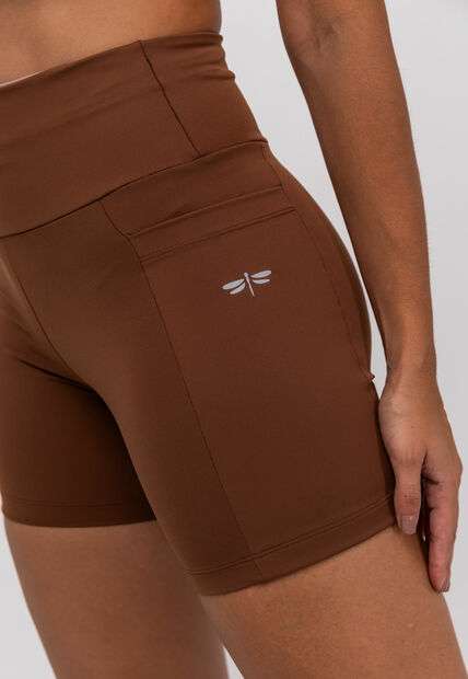 Bermuda Suplex Poliamida Com Bolso Quadrado Marrom Salvatore