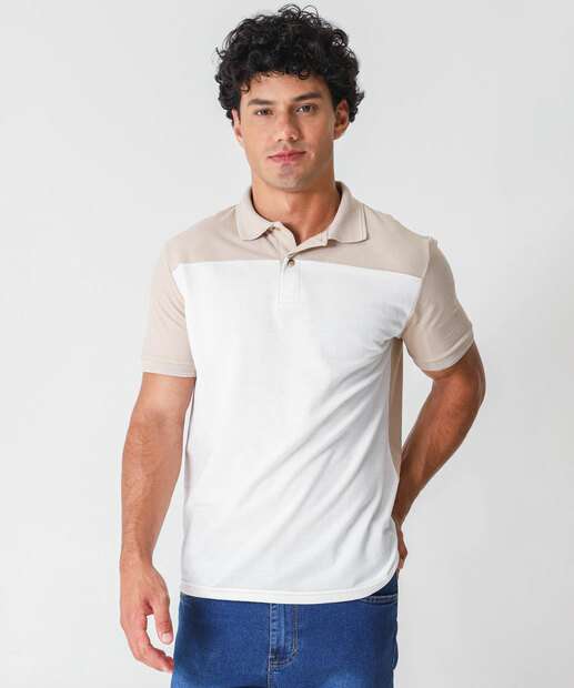 Image_Polo Masculina Recorte Manga Curta MR Areia
